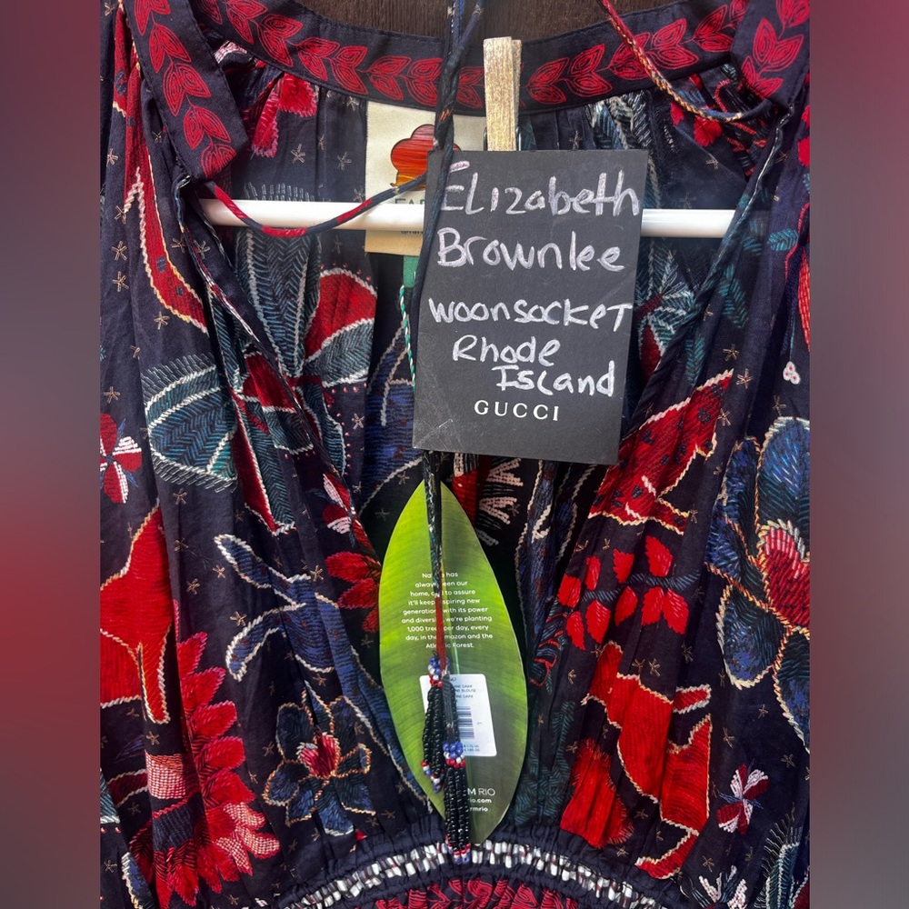 Farm Rio Tropical Shine Women's Floral Top - Red and Blue Size Large - Picture 2 of 5